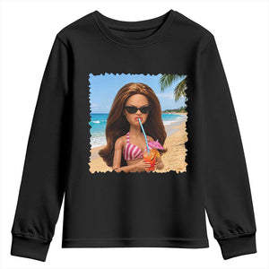 Funny Summer Doll Face Meme Youth Sweatshirt Tropical Beach Party Graphic TS12 Black Print Your Wear