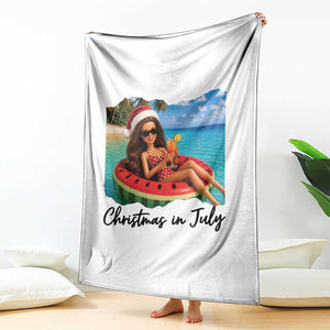 Christmas In July Tropical Doll Face Meme Throw Blanket Summer Vacation Graphic TS12 Print Your Wear