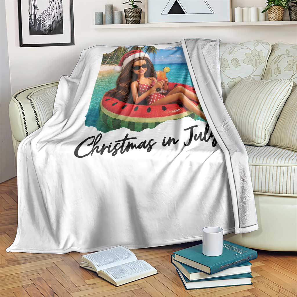 Christmas In July Tropical Doll Face Meme Throw Blanket Summer Vacation Graphic TS12 Print Your Wear