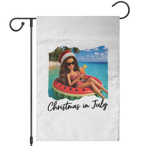 Christmas In July Tropical Doll Face Meme Garden Flag Summer Vacation Graphic TS12 White Print Your Wear