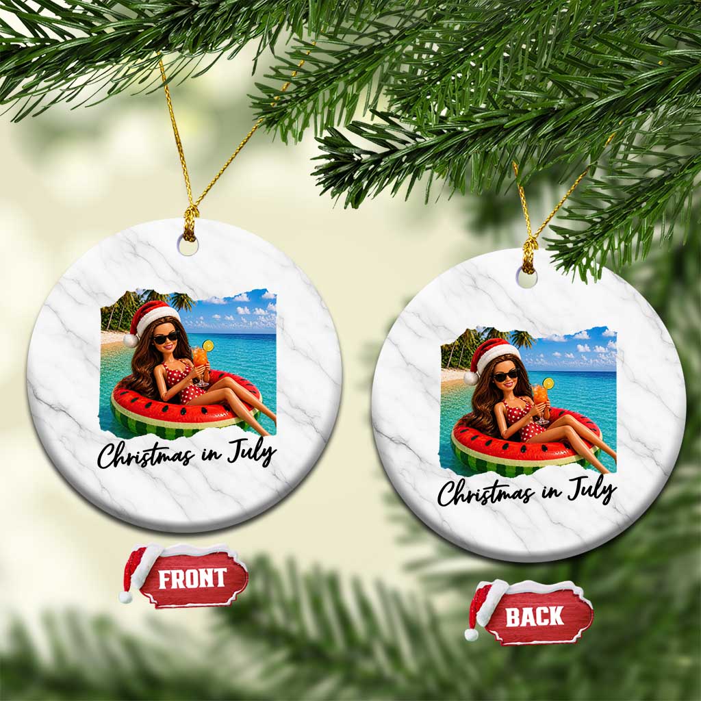 Christmas In July Tropical Doll Face Meme Ceramic Ornament Summer Vacation Graphic TS12 1pc White Marble Print Your Wear