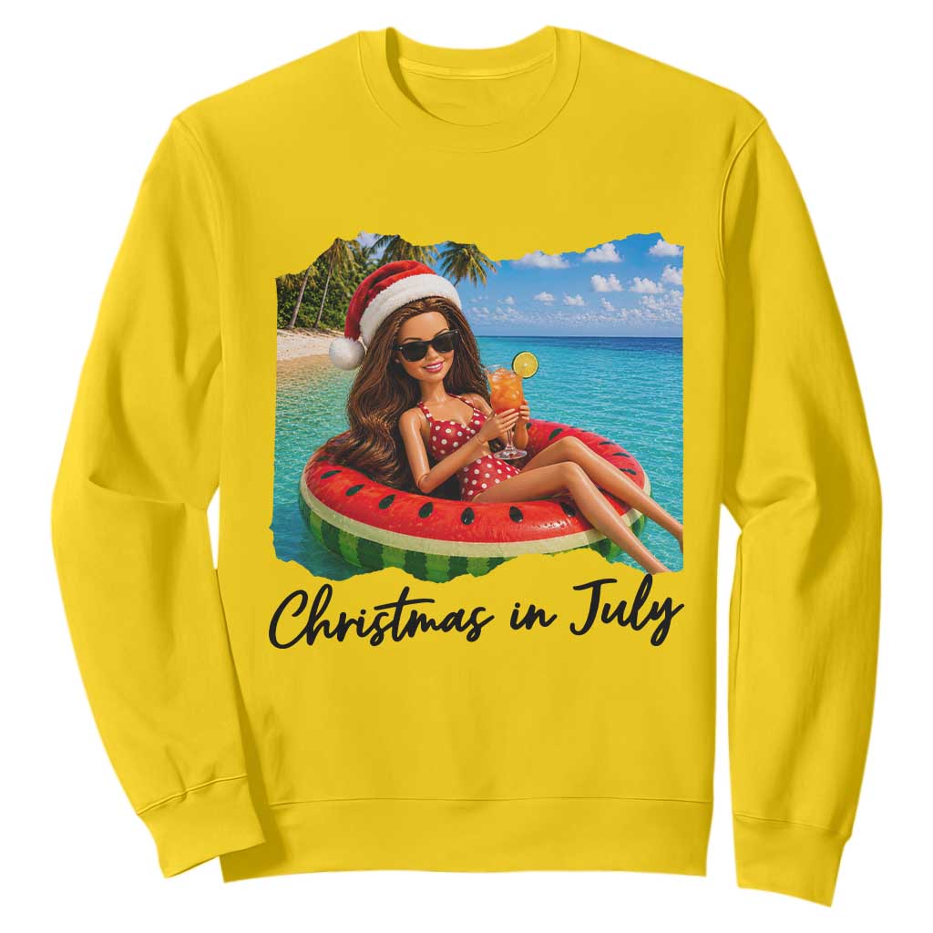 Christmas In July Tropical Doll Face Meme Sweatshirt Summer Vacation Graphic TS12 Daisy Print Your Wear