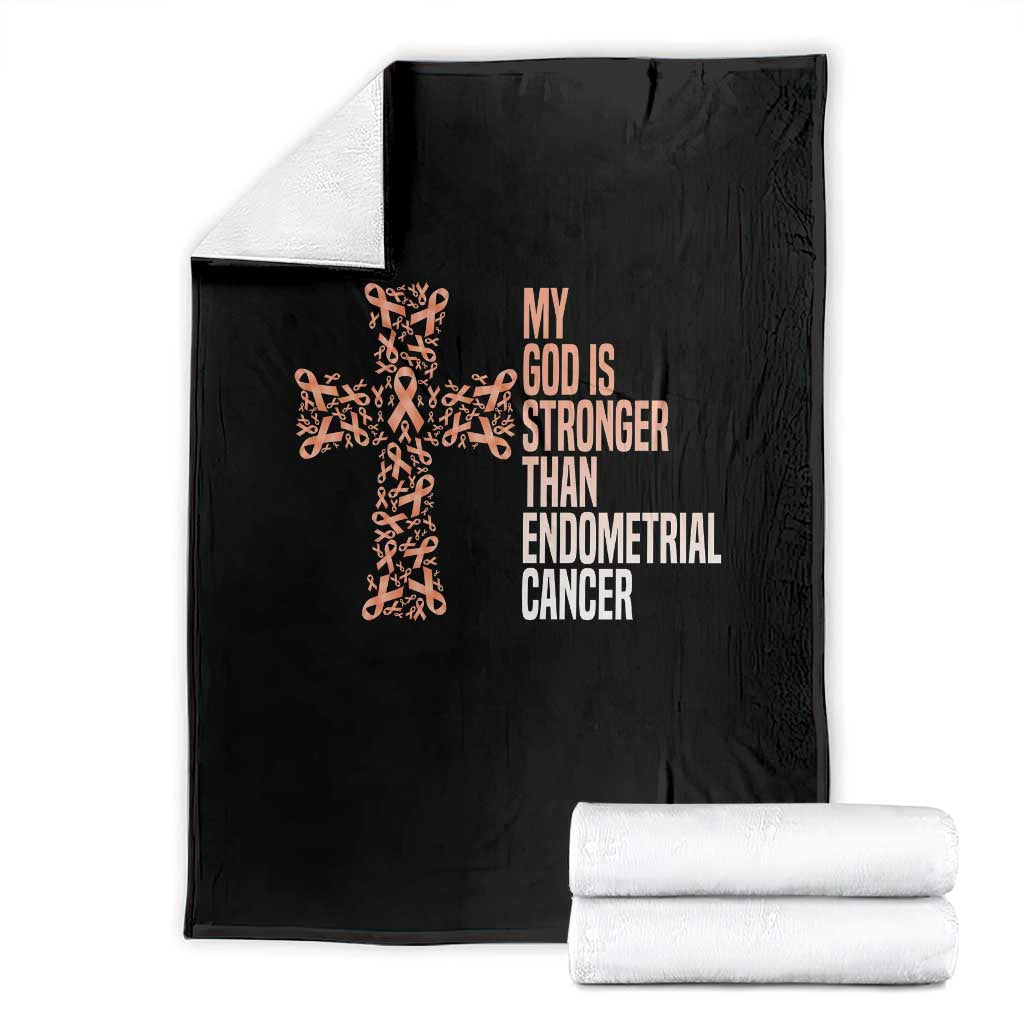 Religious Endometrial Cancer Awareness Throw Blanket My God Is Stronger Than Cancer TS12 Black Print Your Wear