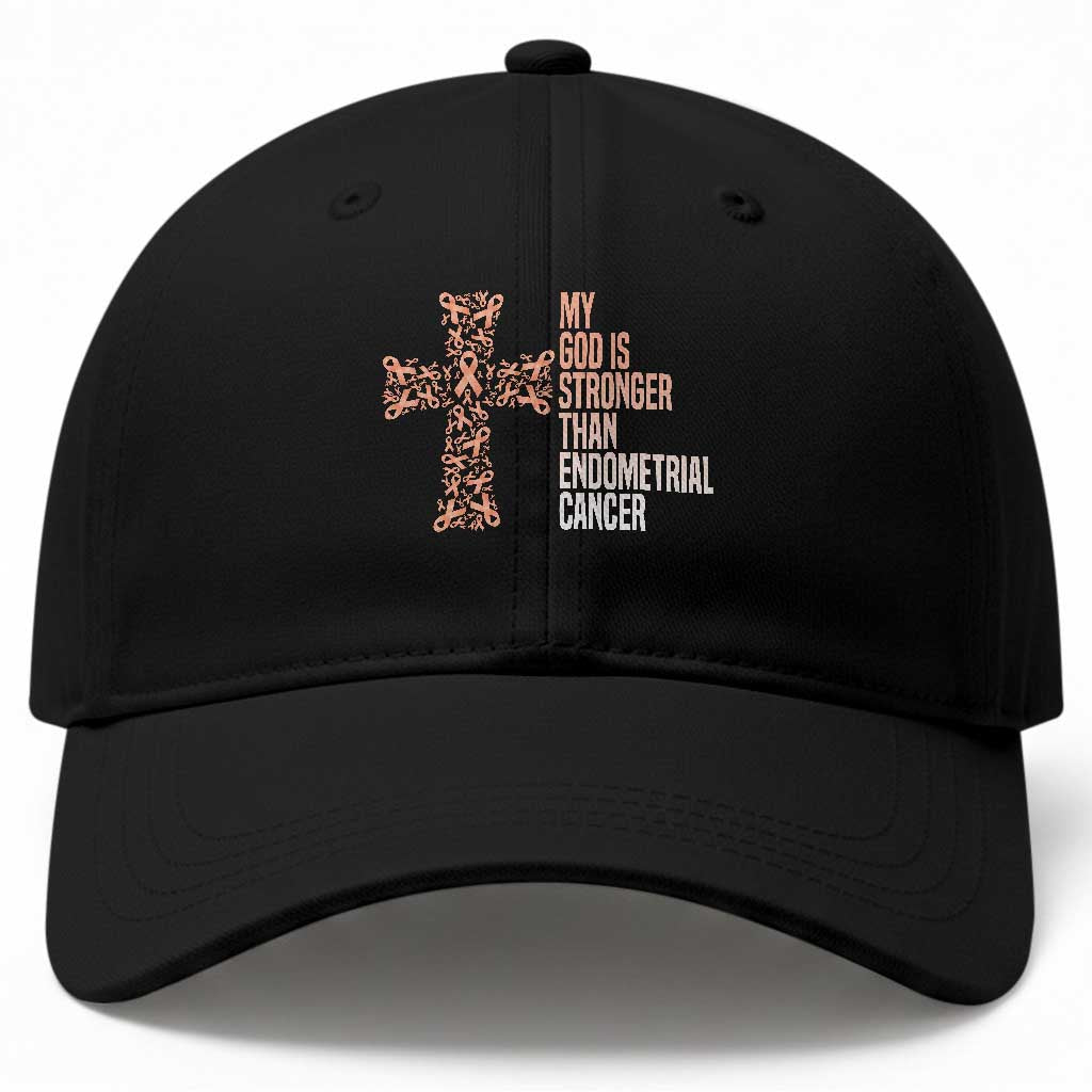 Religious Endometrial Cancer Awareness Baseball Cap My God Is Stronger Than Cancer TS12 Print Your Wear