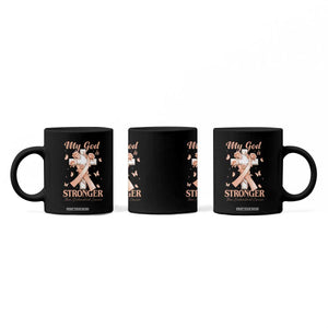 My God Is Stronger Than Endometrial Cancer Coffee Mug Christian Peach Ribbon TS12 Print Your Wear
