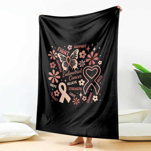 Floral Butterfly Endometrial Cancer Awareness Throw Blanket Believe Strength Faith TS12 Print Your Wear