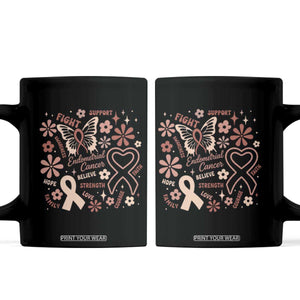 Floral Butterfly Endometrial Cancer Awareness Coffee Mug Believe Strength Faith TS12 Black Print Your Wear