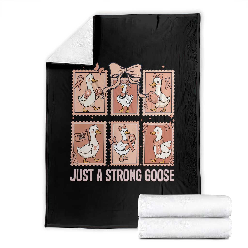 Funny Endometrial Cancer Warrior Goose Throw Blanket Just A Strong Goose TS12 Black Print Your Wear