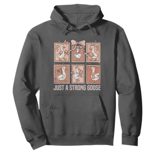 Funny Endometrial Cancer Warrior Goose Hoodie Just A Strong Goose TS12 Dark Heather Print Your Wear