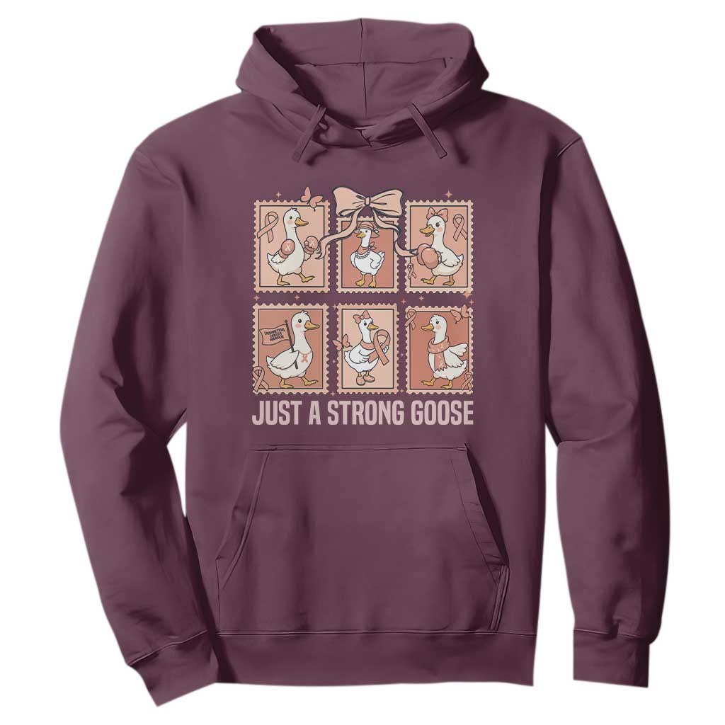 Funny Endometrial Cancer Warrior Goose Hoodie Just A Strong Goose TS12 Maroon Print Your Wear