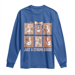 Funny Endometrial Cancer Warrior Goose Long Sleeve Shirt Just A Strong Goose TS12 Royal Blue Print Your Wear