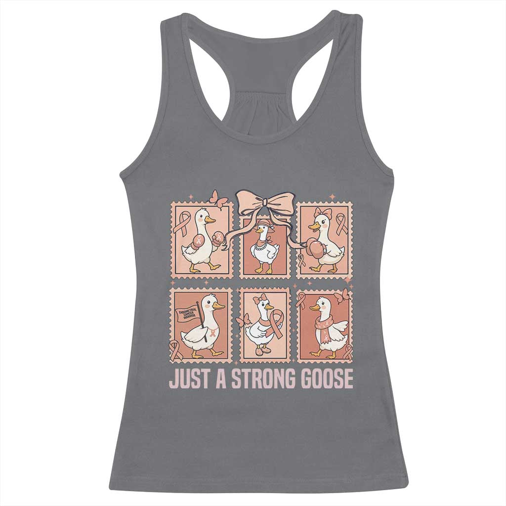 Funny Endometrial Cancer Warrior Goose Racerback Tank Top Just A Strong Goose TS12 Charcoal Print Your Wear
