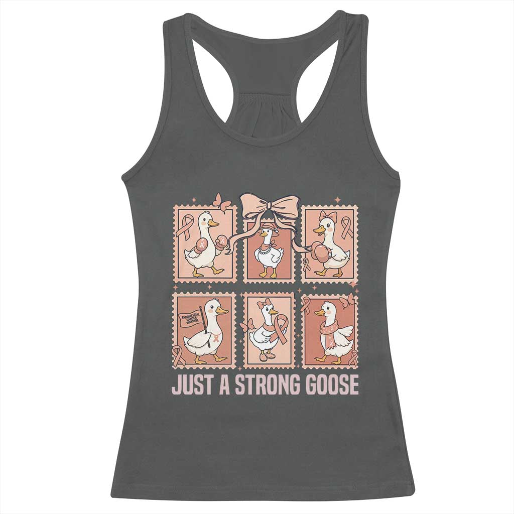 Funny Endometrial Cancer Warrior Goose Racerback Tank Top Just A Strong Goose TS12 Dark Heather Print Your Wear