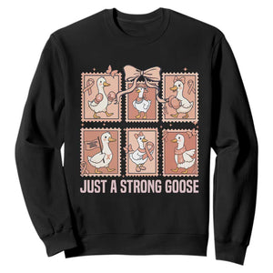Funny Endometrial Cancer Warrior Goose Sweatshirt Just A Strong Goose TS12 Black Print Your Wear