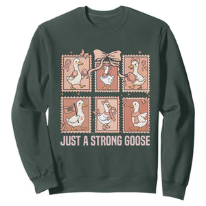 Funny Endometrial Cancer Warrior Goose Sweatshirt Just A Strong Goose TS12 Dark Forest Green Print Your Wear