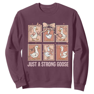 Funny Endometrial Cancer Warrior Goose Sweatshirt Just A Strong Goose TS12 Maroon Print Your Wear