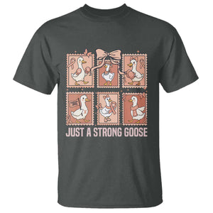 Funny Endometrial Cancer Warrior Goose T Shirt Just A Strong Goose TS12 Dark Heather Print Your Wear