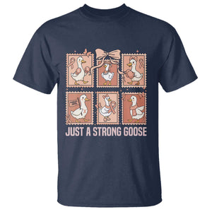 Funny Endometrial Cancer Warrior Goose T Shirt Just A Strong Goose TS12 Navy Print Your Wear