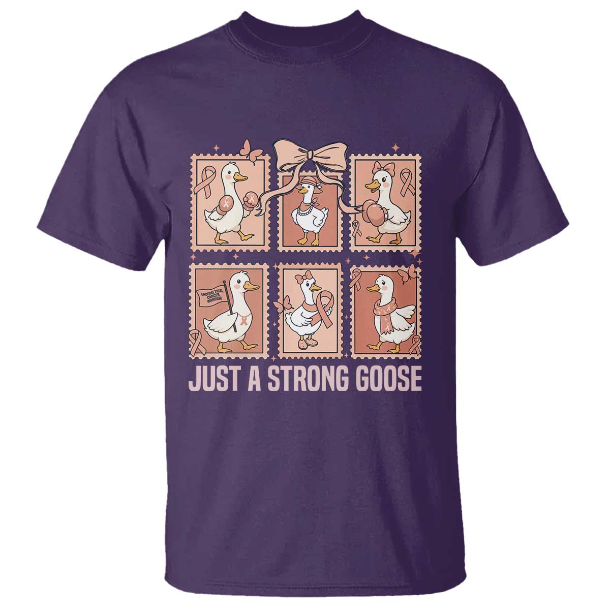 Funny Endometrial Cancer Warrior Goose T Shirt Just A Strong Goose TS12 Purple Print Your Wear