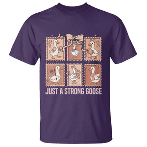 Funny Endometrial Cancer Warrior Goose T Shirt Just A Strong Goose TS12 Purple Print Your Wear