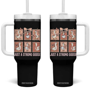 Funny Endometrial Cancer Warrior Goose Tumbler With Handle Just A Strong Goose TS12 One Size: 40 oz Black Print Your Wear