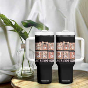 Funny Endometrial Cancer Warrior Goose Tumbler With Handle Just A Strong Goose TS12 Print Your Wear