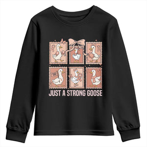 Funny Endometrial Cancer Warrior Goose Youth Sweatshirt Just A Strong Goose TS12 Black Print Your Wear