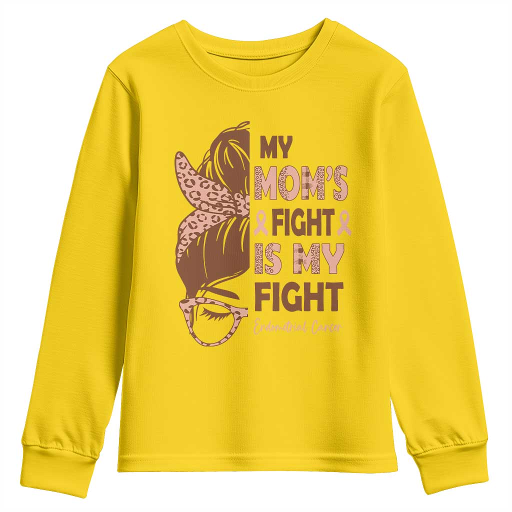 Endometrial Cancer Support Youth Sweatshirt My Moms Fight My Fight TS12 Daisy Print Your Wear