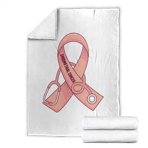 Endometrial Cancer Healthcare Warrior Throw Blanket Peach Stethoscope Nurse TS12 White Print Your Wear