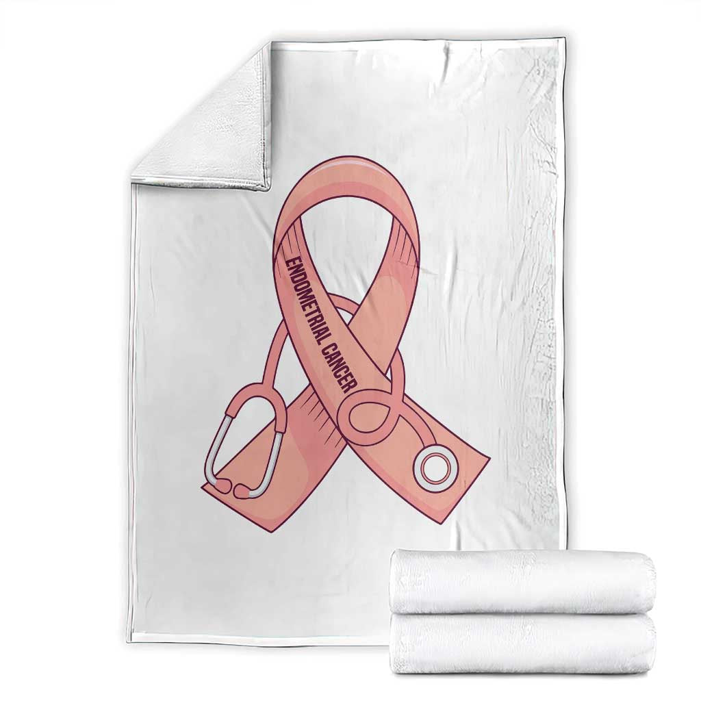 Endometrial Cancer Healthcare Warrior Throw Blanket Peach Stethoscope Nurse TS12 White Print Your Wear