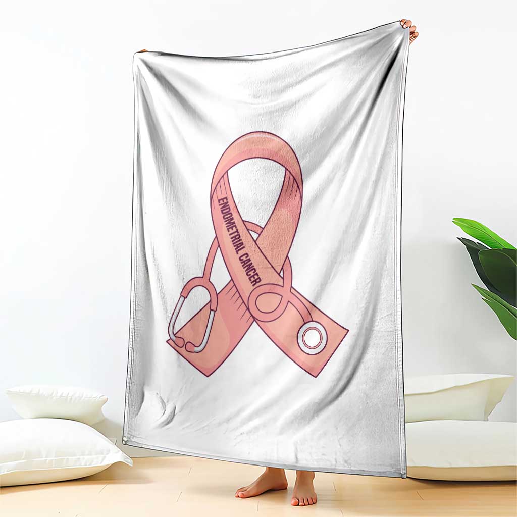 Endometrial Cancer Healthcare Warrior Throw Blanket Peach Stethoscope Nurse TS12 Print Your Wear