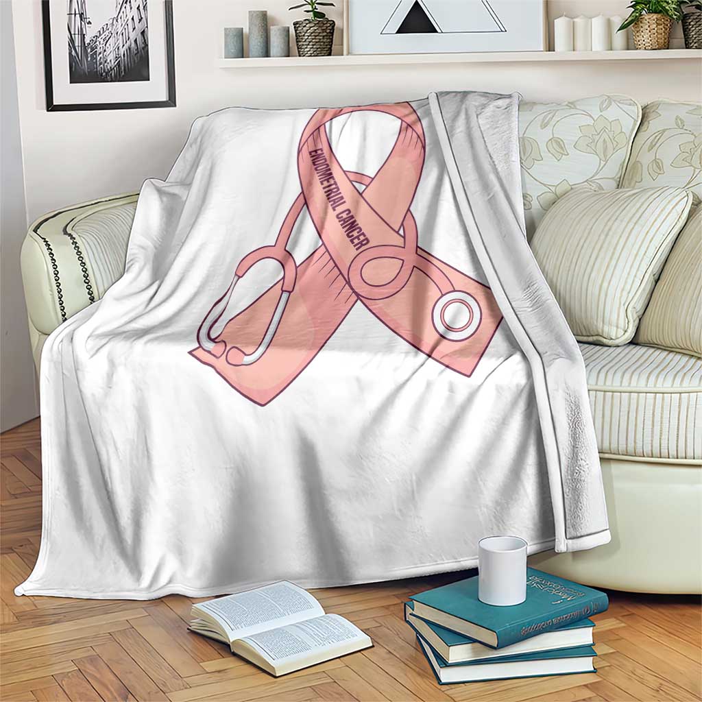 Endometrial Cancer Healthcare Warrior Throw Blanket Peach Stethoscope Nurse TS12 Print Your Wear
