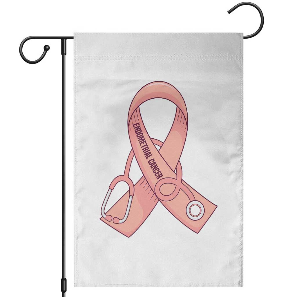 Endometrial Cancer Healthcare Warrior Garden Flag Peach Stethoscope Nurse TS12 White Print Your Wear