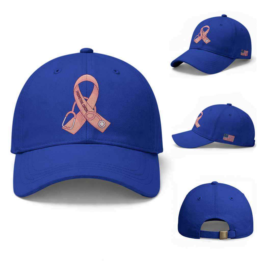 Endometrial Cancer Healthcare Warrior Baseball Cap Peach Stethoscope Nurse TS12 Baseball Cap Universal Fit Royal Blue Print Your Wear