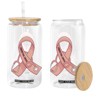 Endometrial Cancer Healthcare Warrior Glass Can Peach Stethoscope Nurse TS12 Print Your Wear