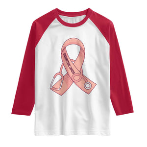 Endometrial Cancer Healthcare Warrior Raglan Shirt Peach Stethoscope Nurse TS12 White Red Print Your Wear