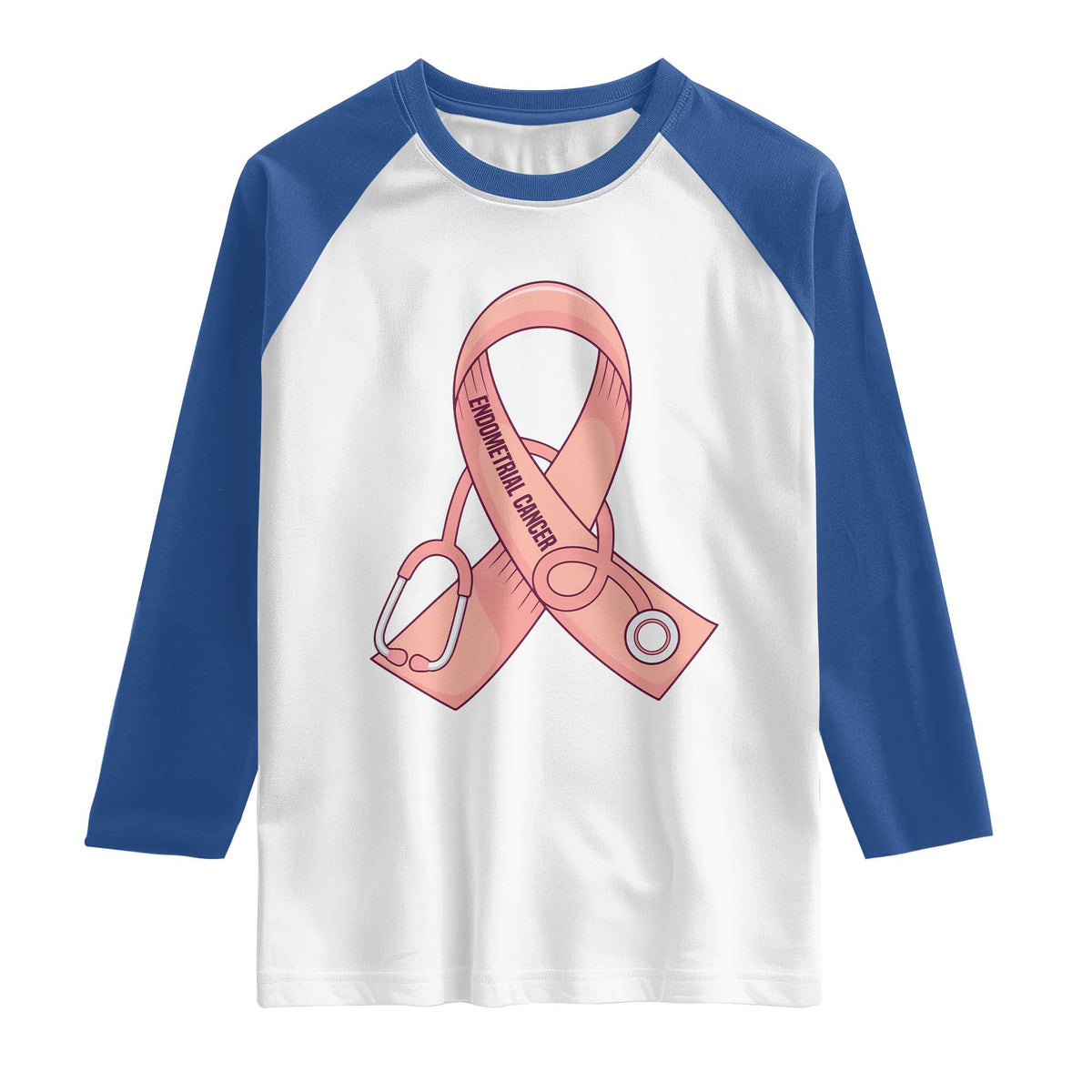 Endometrial Cancer Healthcare Warrior Raglan Shirt Peach Stethoscope Nurse TS12 White Royal Print Your Wear