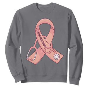 Endometrial Cancer Healthcare Warrior Sweatshirt Peach Stethoscope Nurse TS12 Charcoal Print Your Wear