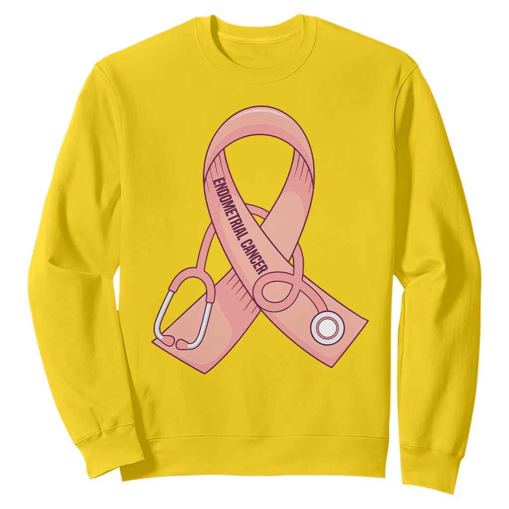Endometrial Cancer Healthcare Warrior Sweatshirt Peach Stethoscope Nurse TS12 Daisy Print Your Wear