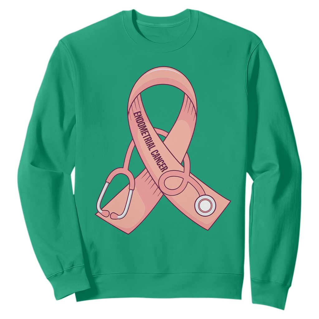 Endometrial Cancer Healthcare Warrior Sweatshirt Peach Stethoscope Nurse TS12 Irish Green Print Your Wear