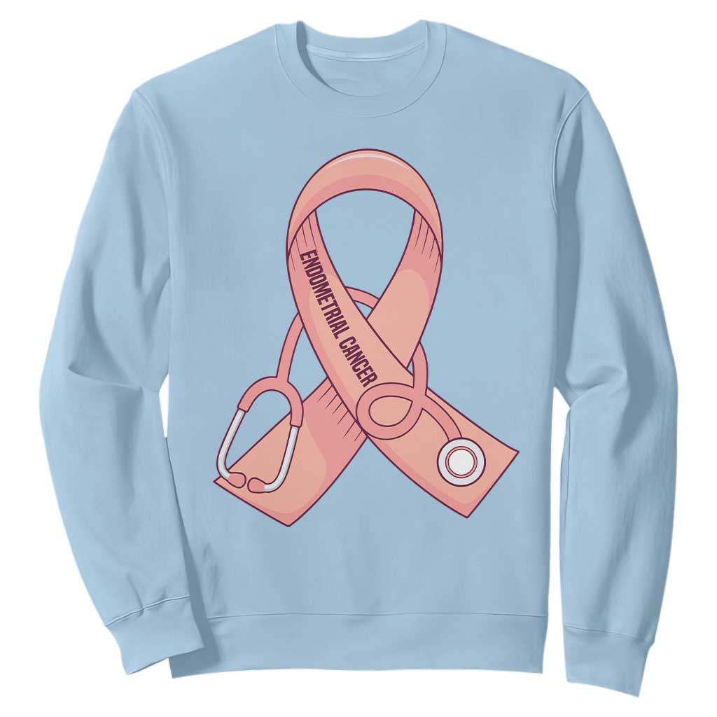 Endometrial Cancer Healthcare Warrior Sweatshirt Peach Stethoscope Nurse TS12 Light Blue Print Your Wear