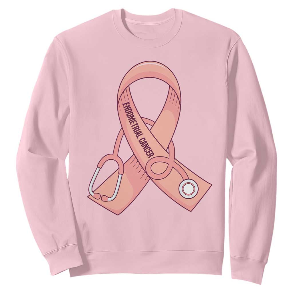 Endometrial Cancer Healthcare Warrior Sweatshirt Peach Stethoscope Nurse TS12 Light Pink Print Your Wear