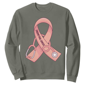 Endometrial Cancer Healthcare Warrior Sweatshirt Peach Stethoscope Nurse TS12 Military Green Print Your Wear