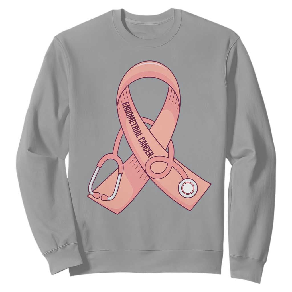 Endometrial Cancer Healthcare Warrior Sweatshirt Peach Stethoscope Nurse TS12 Sport Gray Print Your Wear