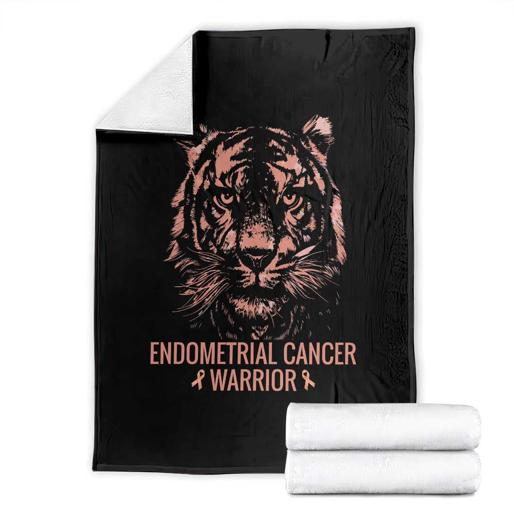 Endometrial Cancer Warrior Tiger Throw Blanket Strength Courage Hope TS12 Black Print Your Wear