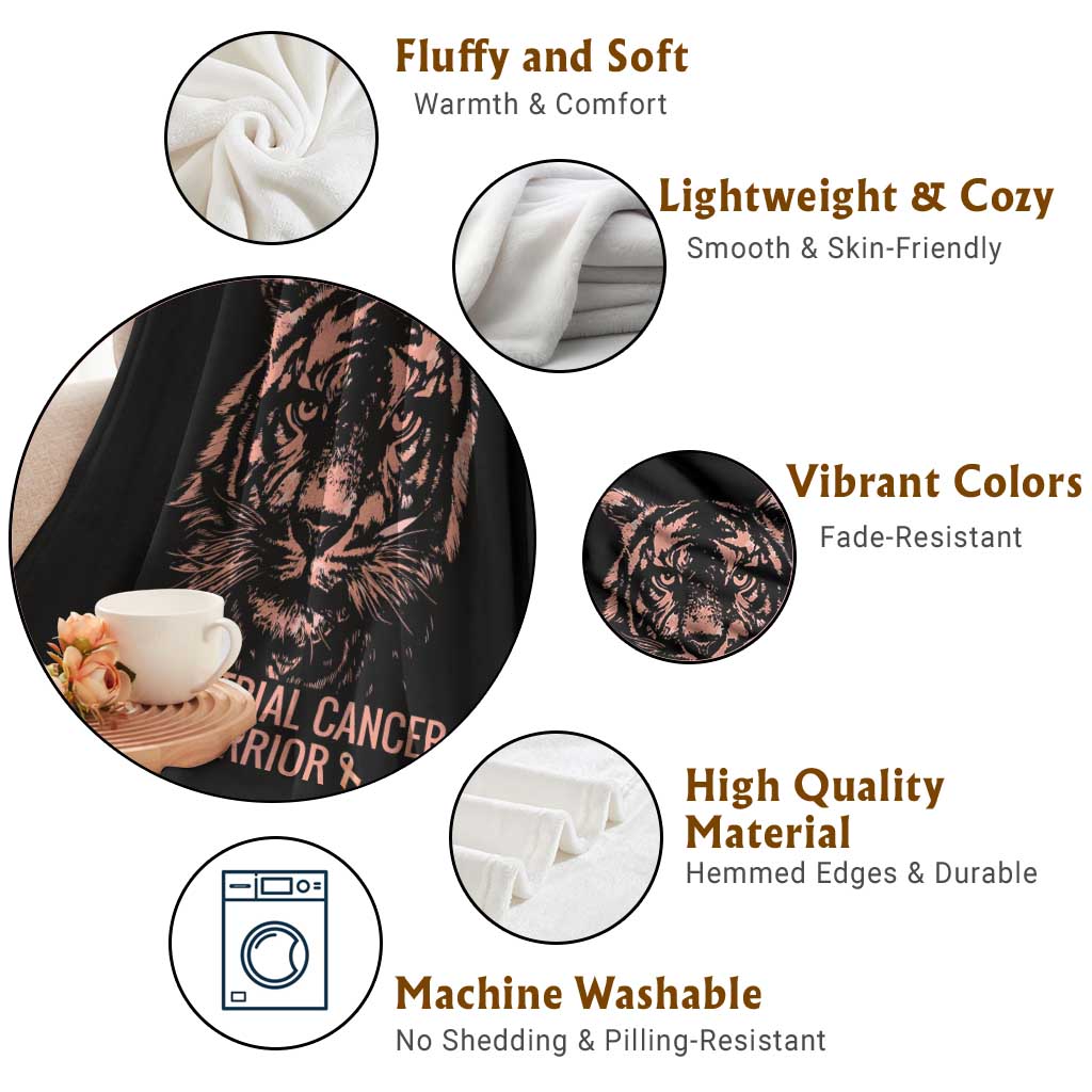 Endometrial Cancer Warrior Tiger Throw Blanket Strength Courage Hope TS12 Print Your Wear
