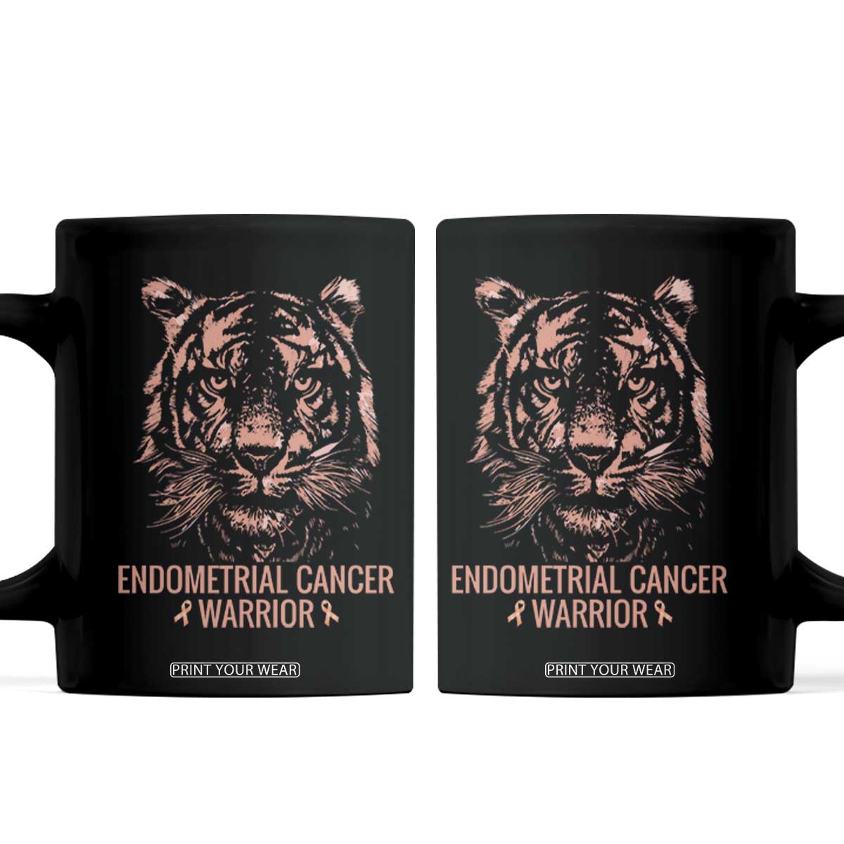Endometrial Cancer Warrior Tiger Coffee Mug Strength Courage Hope TS12 Black Print Your Wear