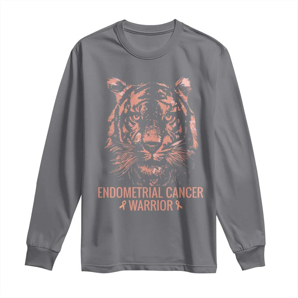Endometrial Cancer Warrior Tiger Long Sleeve Shirt Strength Courage Hope TS12 Charcoal Print Your Wear
