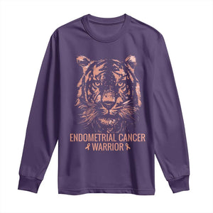 Endometrial Cancer Warrior Tiger Long Sleeve Shirt Strength Courage Hope TS12 Purple Print Your Wear