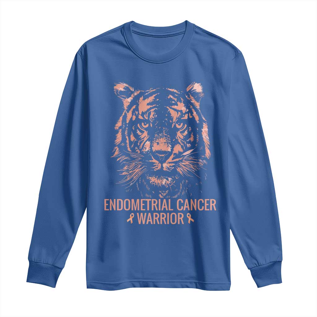 Endometrial Cancer Warrior Tiger Long Sleeve Shirt Strength Courage Hope TS12 Royal Blue Print Your Wear